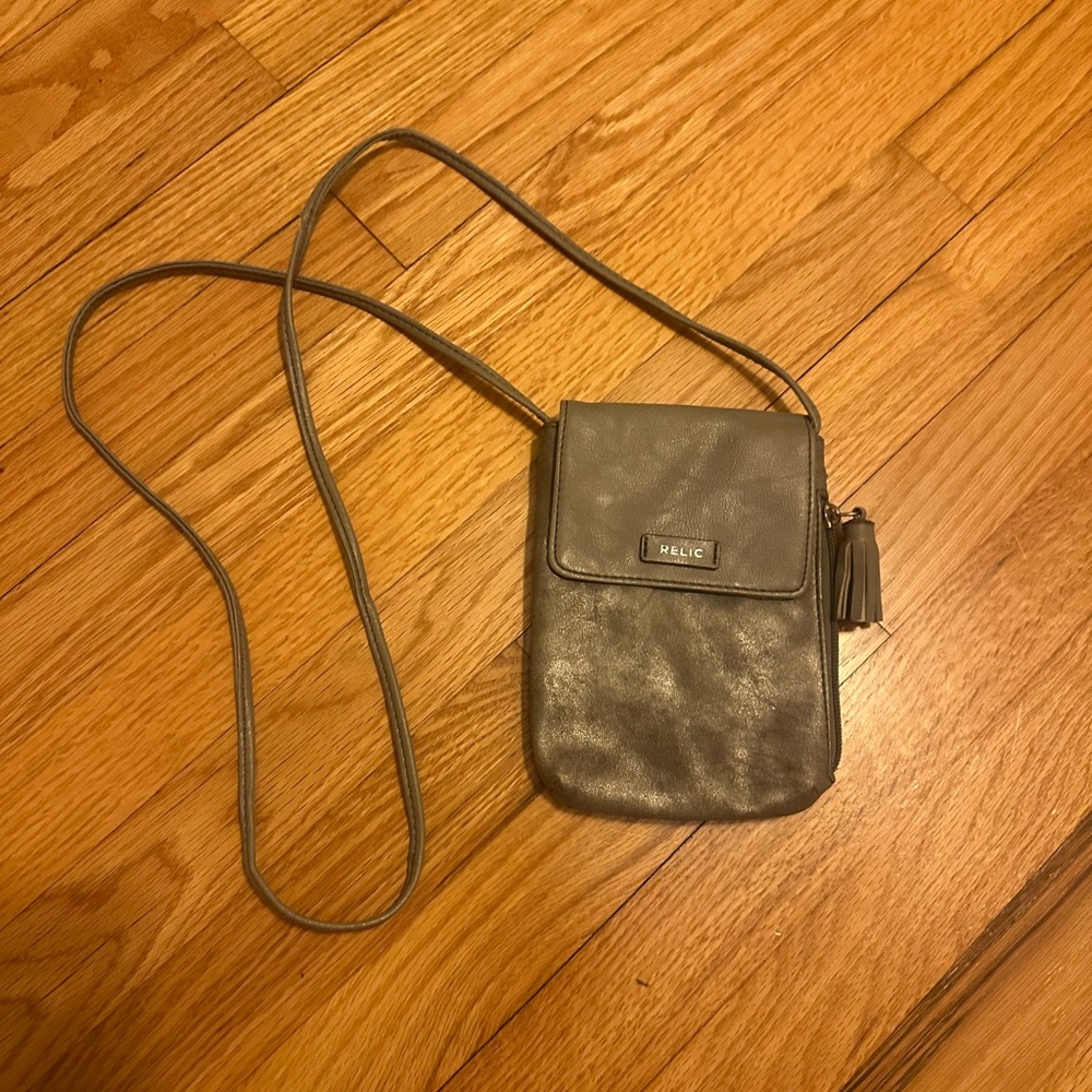 Distressed gray cross body